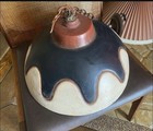 Large Heavy Pottery Ceramic Pendent Light Vintage Mid Century Modern Red Black