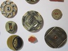 21 Antique Laminated Celluloid Wafer Carved Carded Button Lot   Largest   2 Inch