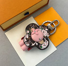 Floral Print Flower Doll Keychain Bag Charm  Pink Accent