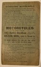 Rare West Side Motorcycle Club Chicago Ticket handout 1917 Harley Davidson Ad