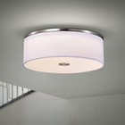 Flush Mount Ceiling Light Drum Linen Fabric Shade  14 Inch 25 Brushed Nickel