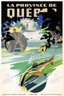 Vintage Quebec Canada Travel Poster Fishing Trout Moose Wall Art Print Retro