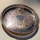 W s Blackinton  84 Fine Silver Plate 10  Round Gallery Footed Serving Tray - Vtg