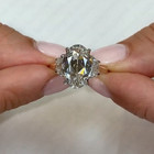 4 60ctw Antique Oval Moissanite 3-stone  Engagement Ring Solid 14k Two-tone Gold