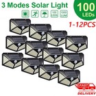 12x Solar Power 100led Light Pir Motion Sensor Outdoor Security Lamp Wall Garden