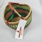 African Market Basket 16  Wide 10  Deep With Leather Wrapped Handle New
