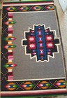Rare Vtg Mexican Blanket Zapotec Rug Southwestern Soft Wool  4 Ftx7 25ft 4 frng 