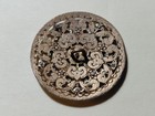 Antique Large Button Cut Steel Champleve Enamel Openwork Rare 1 25 Inch France