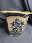 Vintage Set Of 2 Chinese Hand Painted Blue   White Porcelain Planter Pot