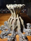 Gothic Antique Mythical Dolphin Stained Glass Slag Hotel Chandelier Lamp Heavy