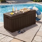 82 Gallon Outdoor Storage Patio Deck Box Waterproof Resin Container Bench Garde