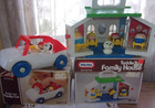 Little Tikes Vntg 1980 s Toddle Tots Family House   Family Car Original Boxes Vg