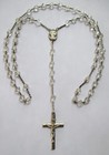24in Long Vintage Sterling Silver Clear Crystal Bell Bead Rosary Crucifix  Cross