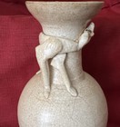 Antique Chinese Song Dynasty Ding Kiln Vase Applied Animal Figurine