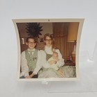 Vintage Color Photo Snapshot Of Siblings In Matching Outfits Smiling