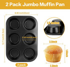 Jumbo Muffin Pan 6 Cup  2-pack Nonstick Extra Large Muffin Tin For Baking  Durab