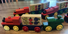 Magnetic Set Wooden Wood Train Cars Lot Engines Cars  Removable Fruit   Veg