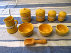 Tender Heart Treasures Miniature Set Of 12 Yellow Ware Bowls Pitcher   Canisters