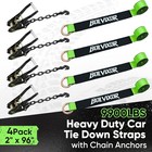 4 Pack Car Tie Down Straps 2  X 96   9900lbs Strength For Trailers   Utvs