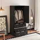 2 Door Armoire With 3 Drawers Black Freestanding Closet Wardrobe