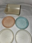 Set Of 4 Vintage Tupperware Wagon Wheel Pastel Coasters With Holder Liners