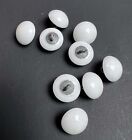 Antique Lot Of 9 Shank Round Dome White China Glass Buttons 1 2    Inch Vintage