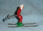 Vintage Barclay Lead  girl On Skis  In Red W  White green Trim  B191 Near Mint