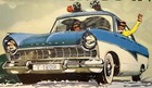 1959 Ford Taunus 17m Oversized European  sweden  Advertising Poster Linen Backed