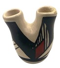 Mini Handmade Trapper Pueblo Wedding Vase With Abstract Black   Brown 2 h X 2 w