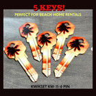 5x Palm Tree-beach House Uncut New Key Blank-house Keys Kwikset Kw-11 6 Pin