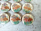 Lot 12 Vintage Satsuma Porcelain Buttons Iris Flower Floral Gold Detail Japan 1 