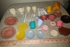 Vintage Kids Kitchen Pots Pans Doll Pretend Tool Plates Dishes Cups Playset Toy