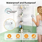 Shower Caddy Tension Pole  4-tier Corner Bathroom Organizer Shelf With Soap