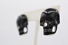 Black Skull Earrings Heavy Chunky Shiny Enamel Halloween Gothic Costume Binaz
