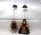2 Vintage Handmade Royal Czech Rod Marionettes King And Queen 8 19  Tall Fancy
