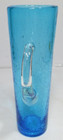 Vintage Hand Blown Crackle Glass Cocktail Pitcher Tall Mug Tumbler Blue 9 1 2 