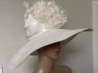 Custom By Suzanne Couture Millinery Formal Wedding Summer White Hat Wide Brim