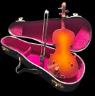 Mini Wooden Violin Instrument Music Box case bow  my Heart Will Go On   6 5   