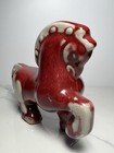 Vtg Royal Haeger   pottery  Horse Figurine Red Glaze Cream Accents Art Deco