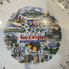 Vintage Georgia State Souvenir Plate Empire State Of The South Silver Filigree