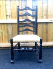 Antique 5 Slat High Ladderback Rush Seats Chairs Vintage Set Of 6 - Rare 