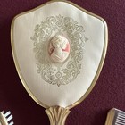 Vintage Vanity Set Cameo Mirror Brush With Comb 3 Piece Set 