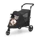  3 Wheels Pet Stroller Fabric Dog Cart Dog Stroller For Large Dogs 55 Lbs Black