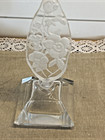 Vintage Mid Century Czechoslovakia Crystal Perfume Bottle Etched Floral Stopper