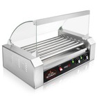 Commercial Electric 18 Hot Dog 7 Roller Grill Cooker Machine With Cover