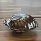 Vintage Silver Plated Clamshell Trinket Dish Footed Tray