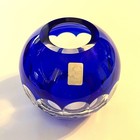 Vtg Cobalt Cut-to-clear Crystal Rosebowl Vase Cristallerie Oberursel Germany 4 