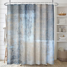 4 Pcs Shower Curtain Set Abstract Blue Bathroom Set With Shower Curtain And Rugs