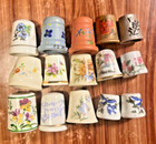 Thimble Lot Flowers Floral 15 Thimbles Ceramic Glass Wood Metal Vintage Flower