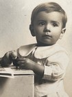 Boy With Toy Dog Blocks Doll And Book Studio Antique Photo Signed Gilmore 1917